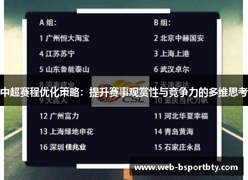 中超赛程优化策略：提升赛事观赏性与竞争力的多维思考